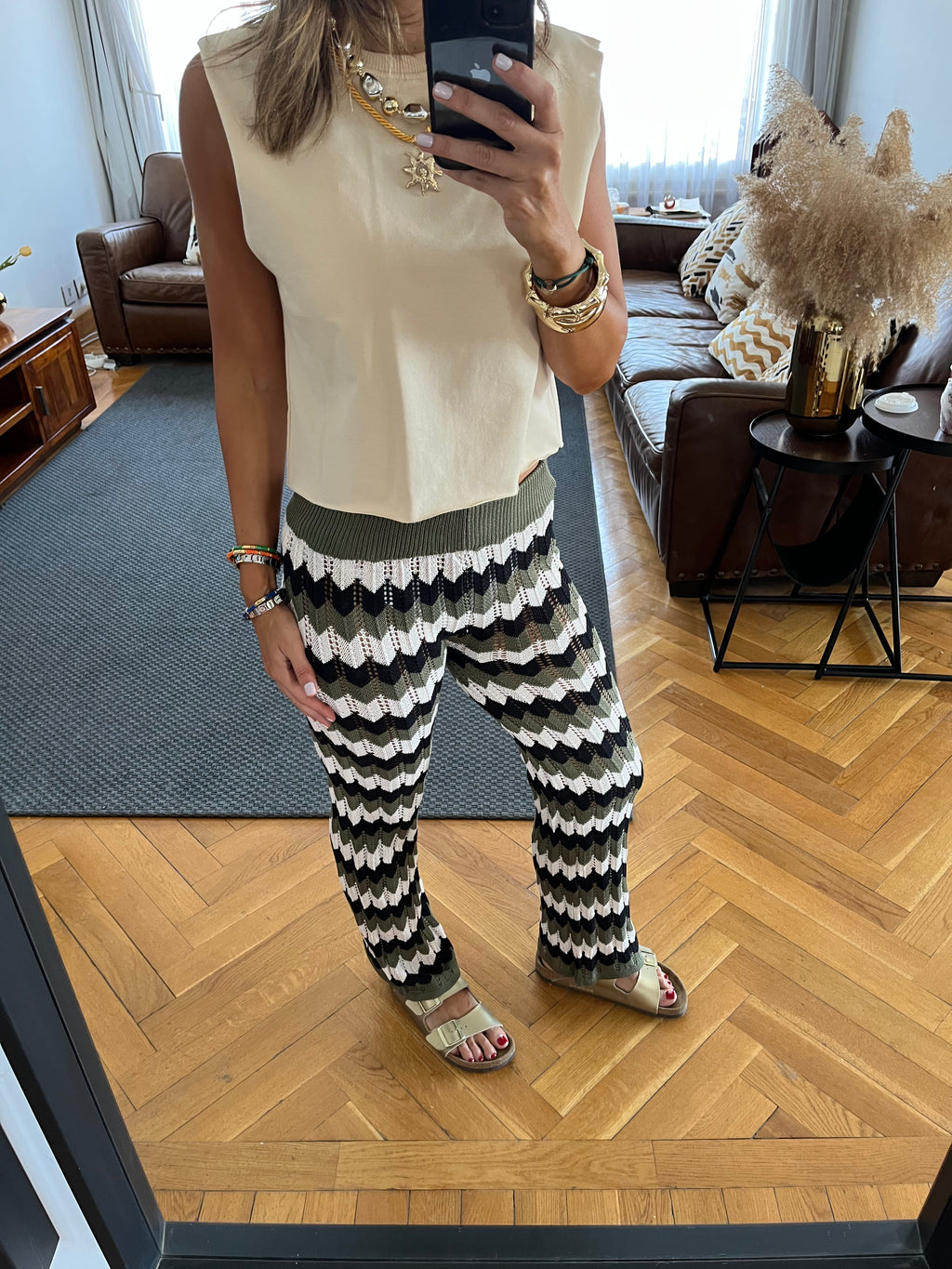 Olive Giving Waves Crochet Pants