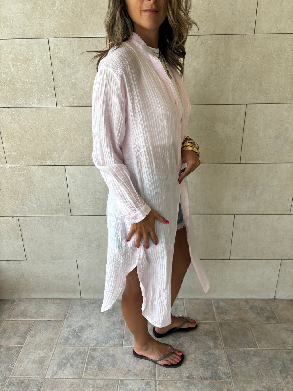 Pink Cotton Cloud Shirt Dress