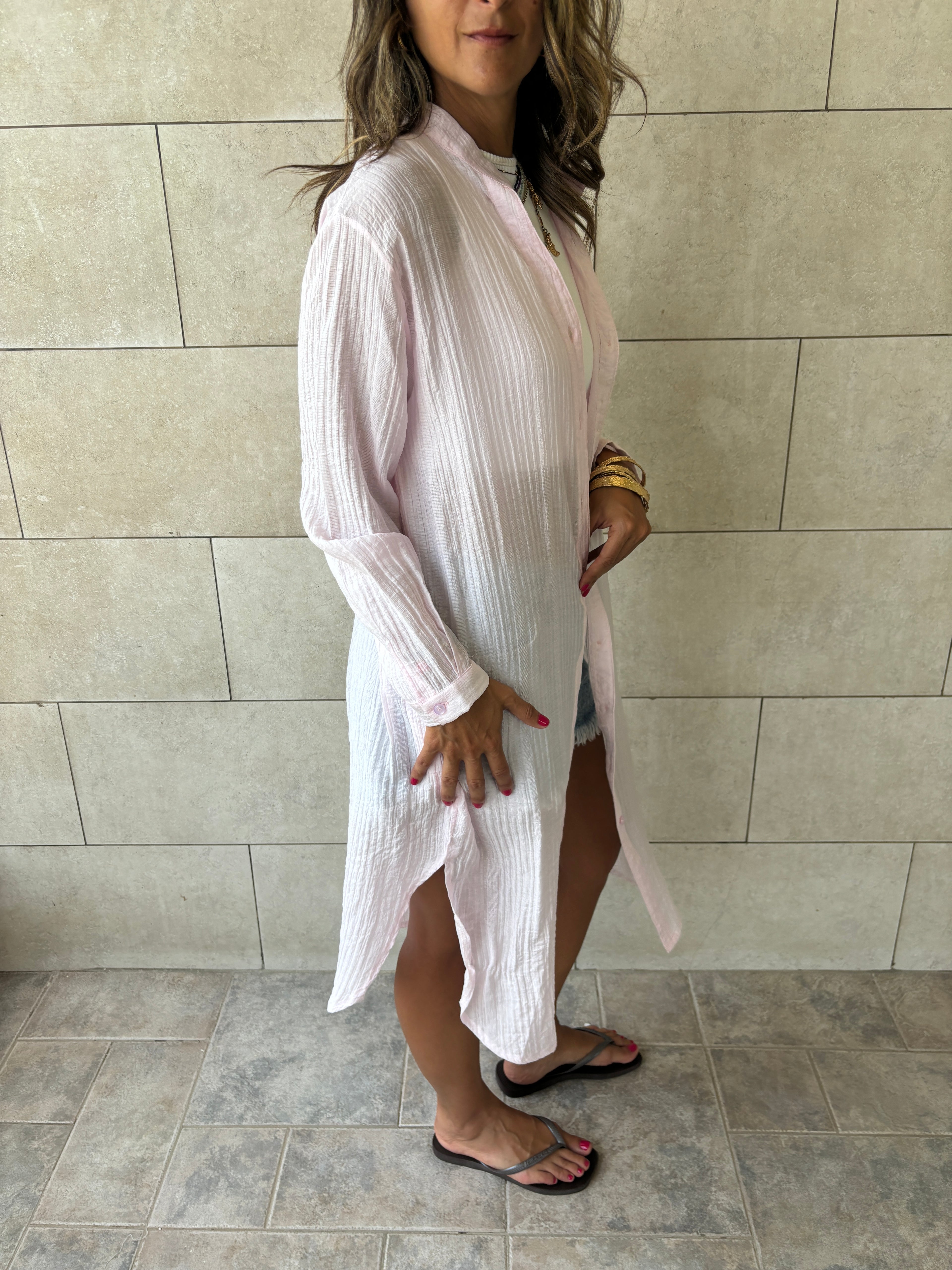 Pink Cotton Cloud Shirt Dress