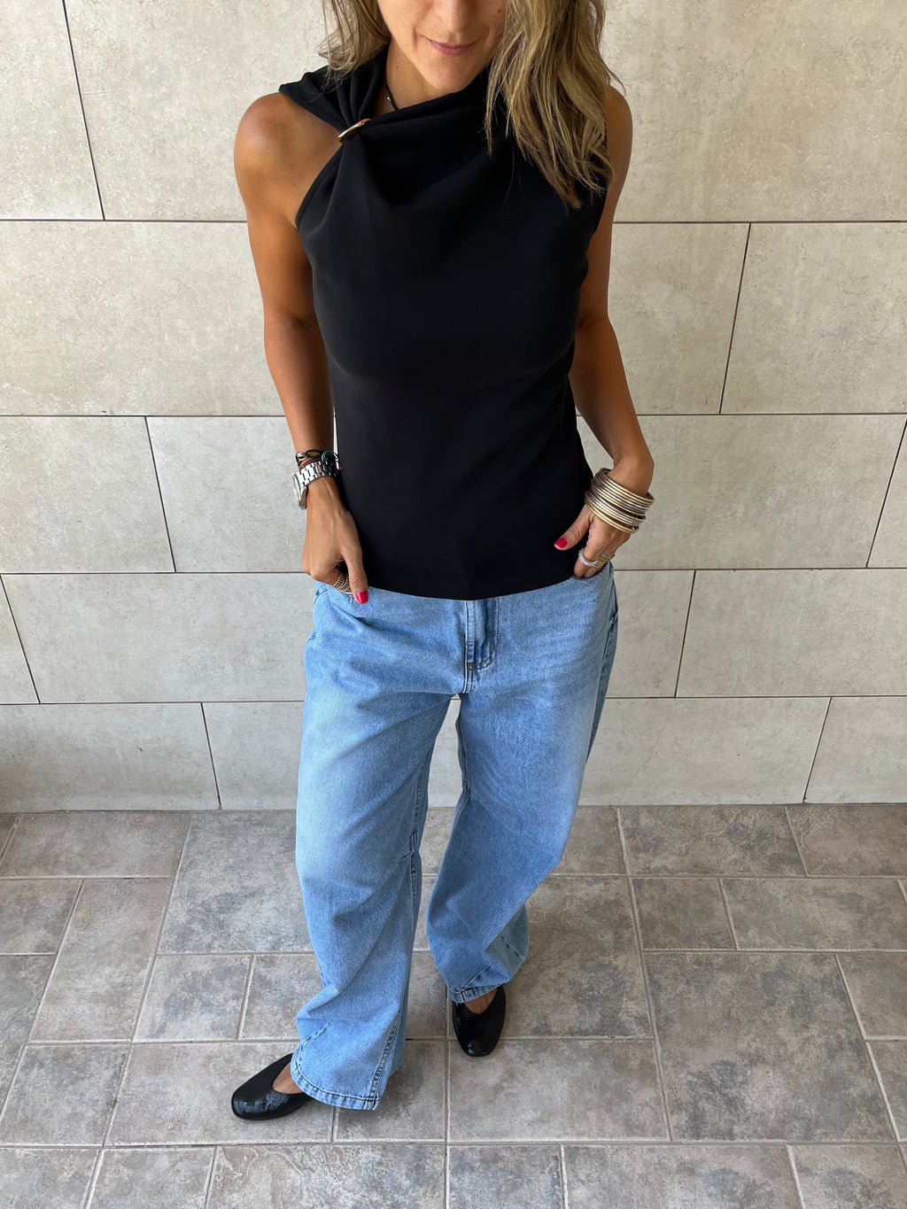 Black Ring Scuba Top