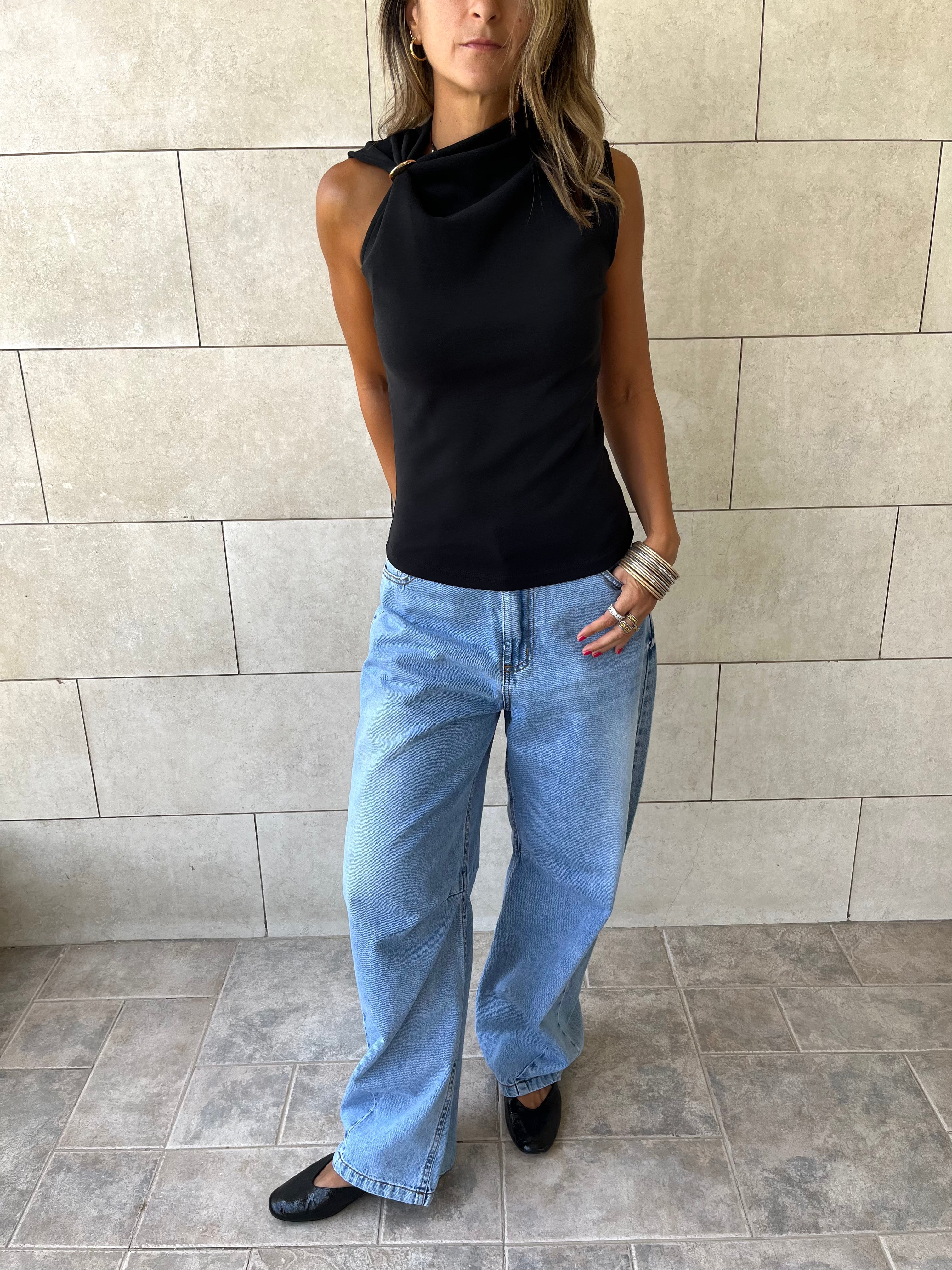 Black Ring Scuba Top