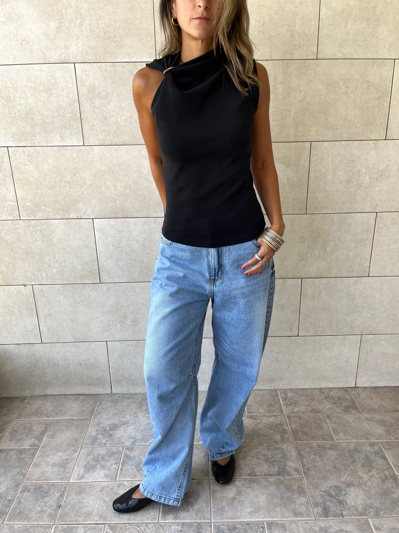 Black Ring Scuba Top