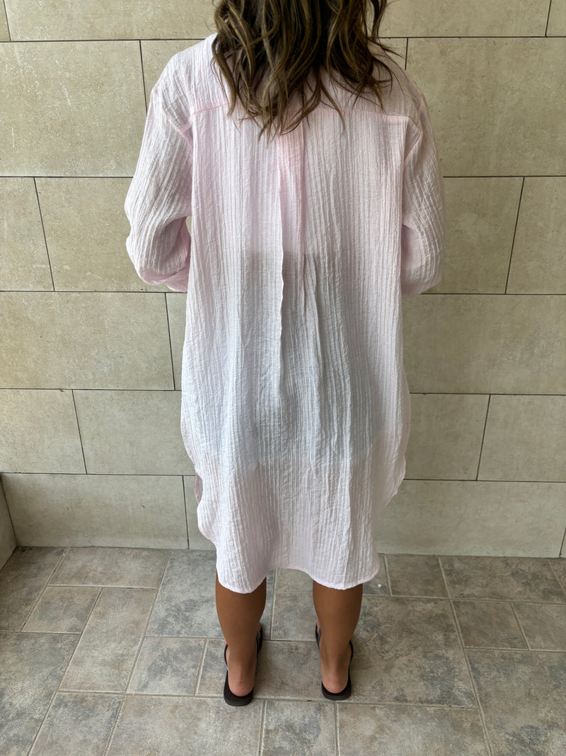 Pink Cotton Cloud Shirt Dress