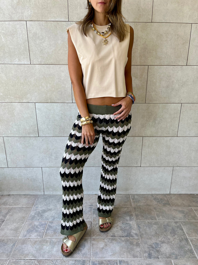 Olive Giving Waves Crochet Pants