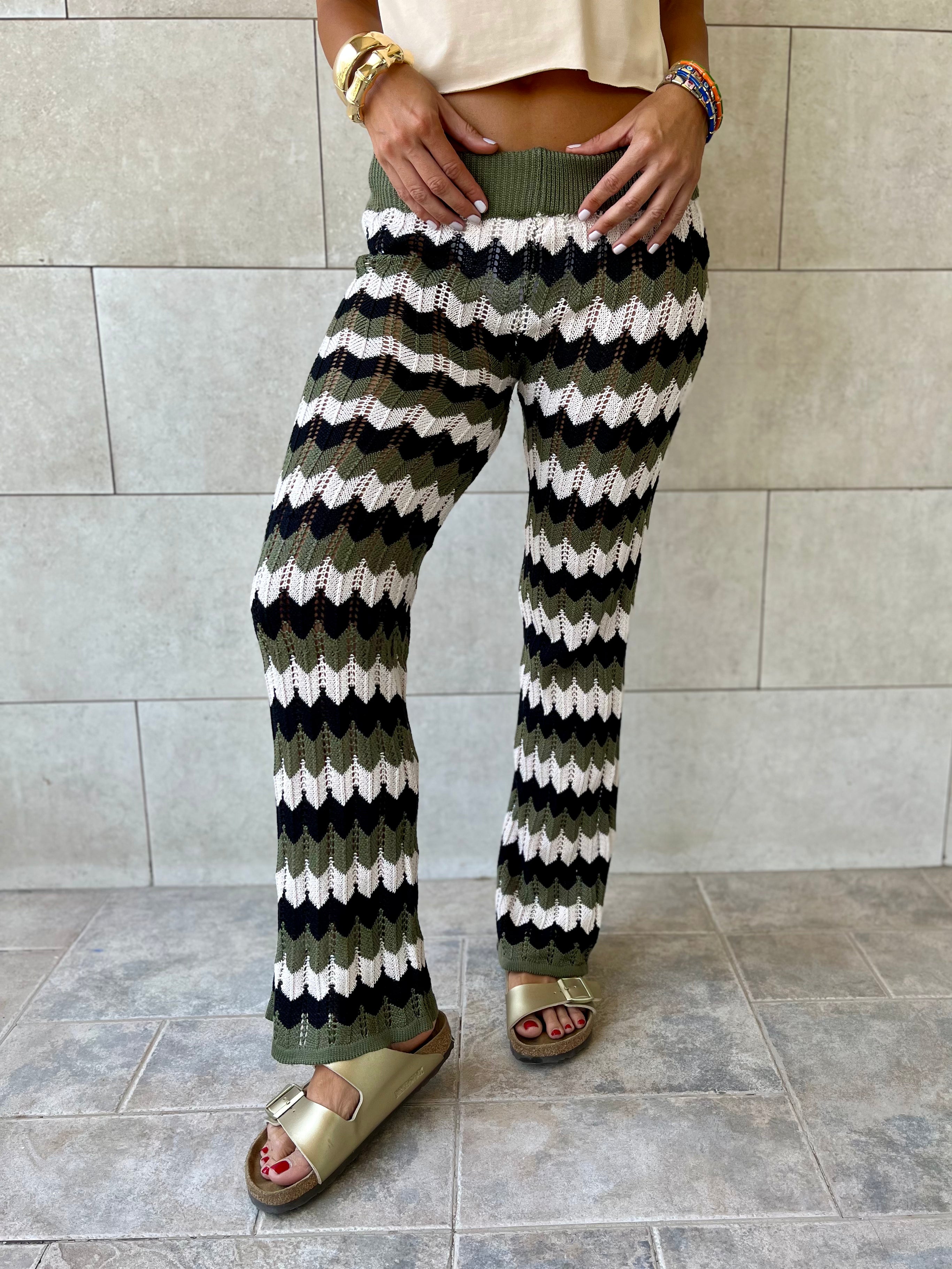 Olive Giving Waves Crochet Pants