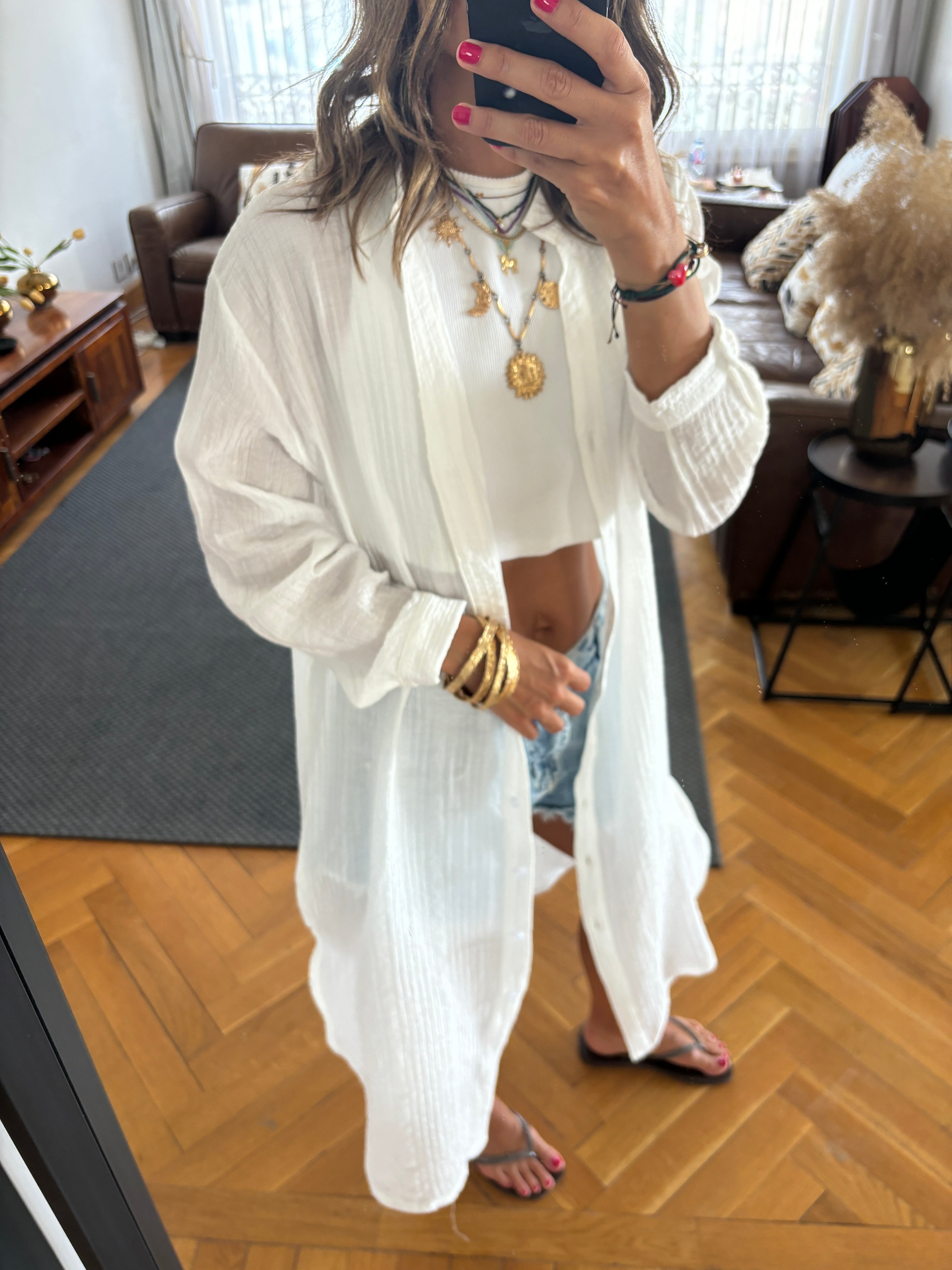White Cotton Cloud Shirt Dress