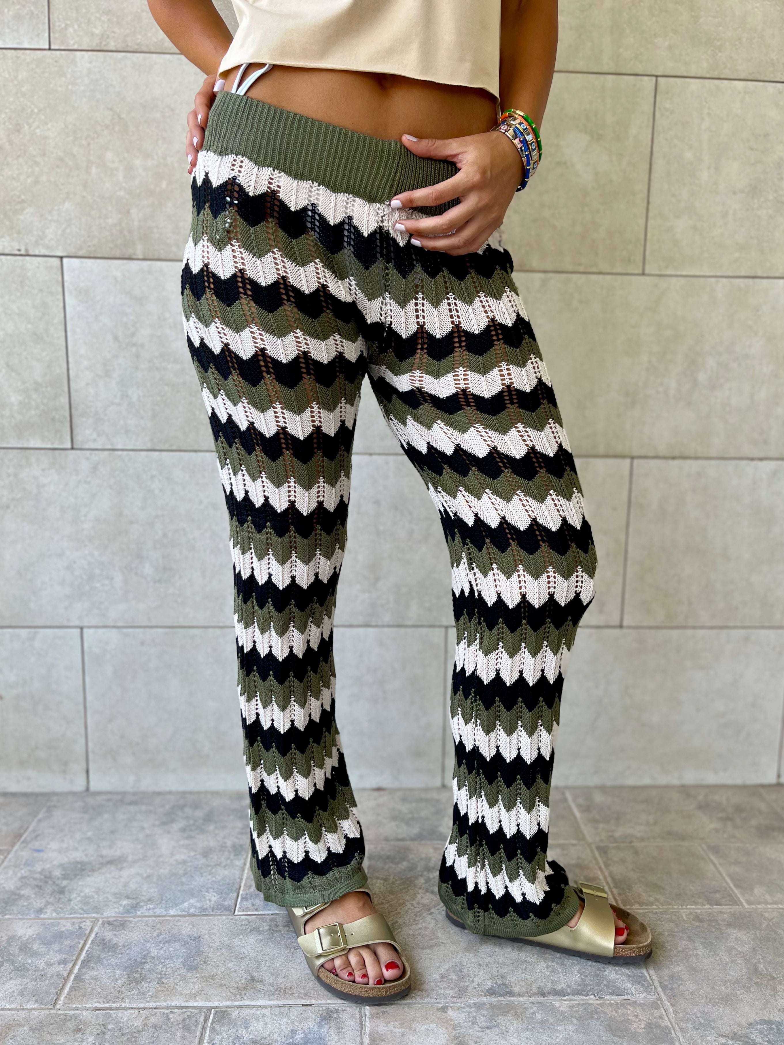 Olive Giving Waves Crochet Pants