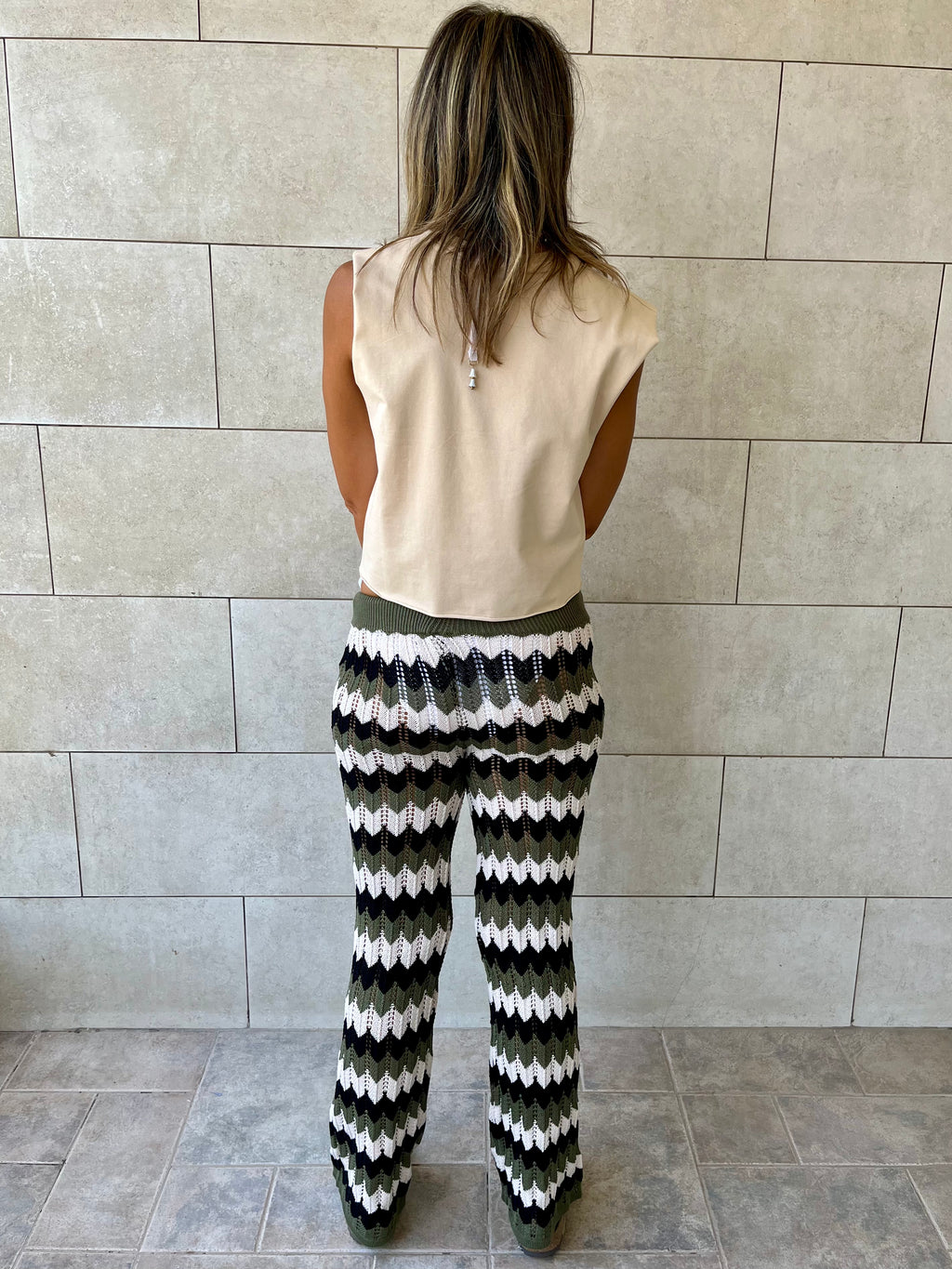 Olive Giving Waves Crochet Pants