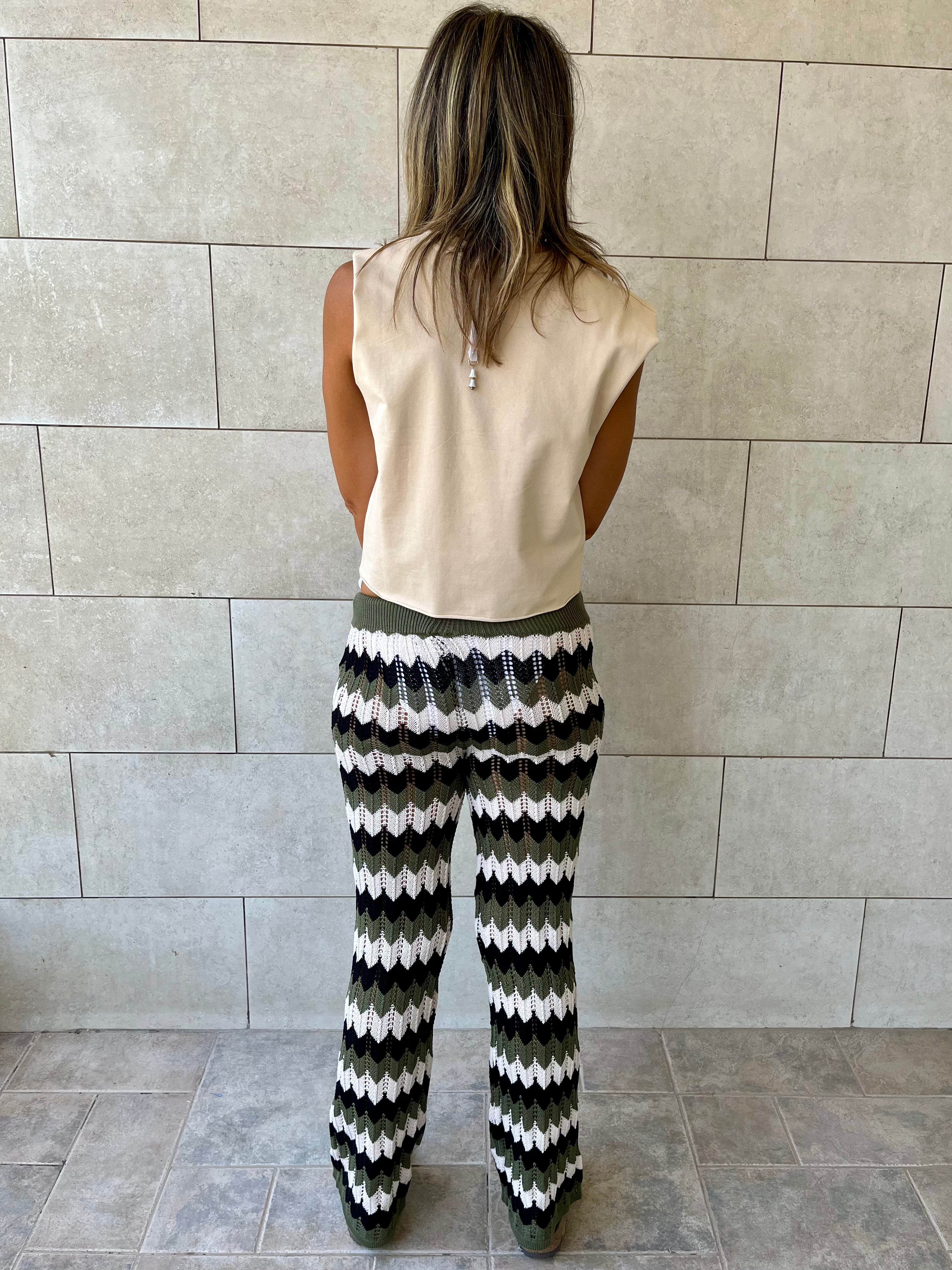 Olive Giving Waves Crochet Pants