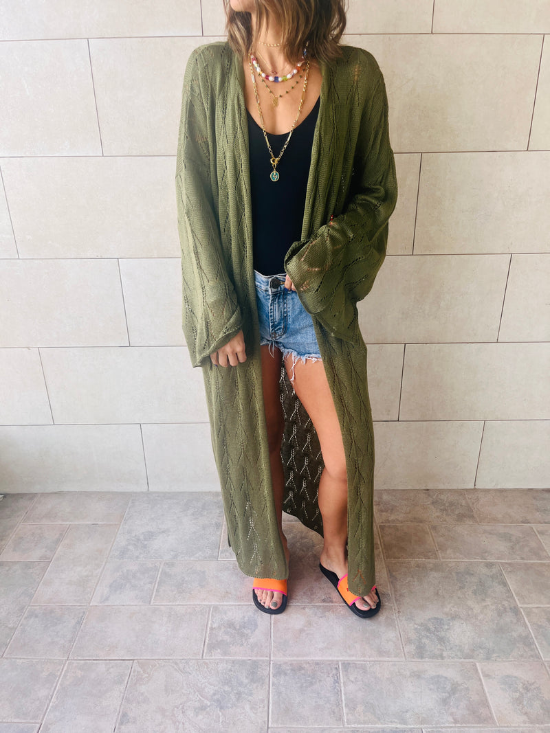 Olive Wishbone Kimono