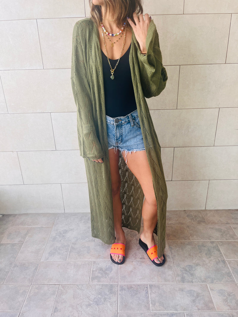 Olive Wishbone Kimono