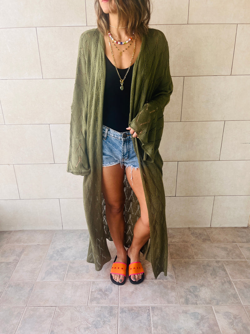 Olive Wishbone Kimono