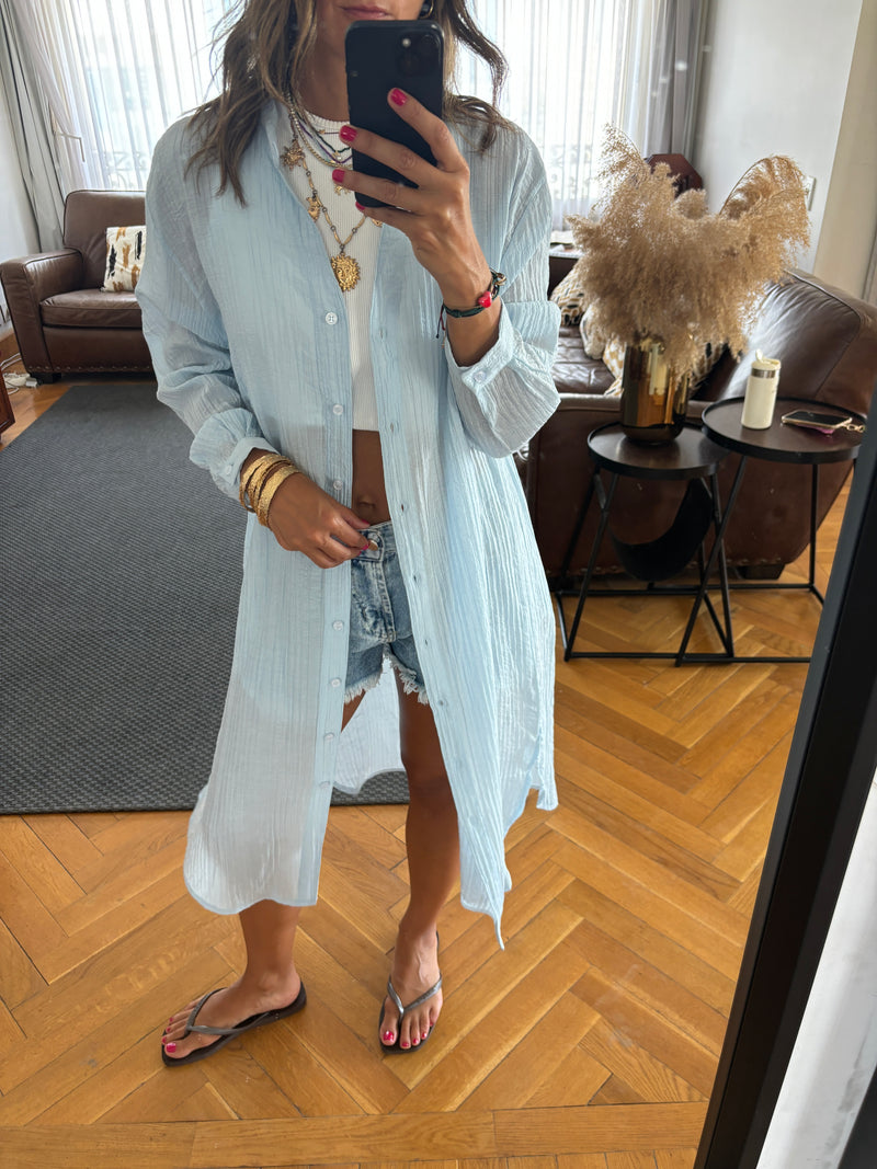 Baby Blue Cotton Cloud Shirt Dress