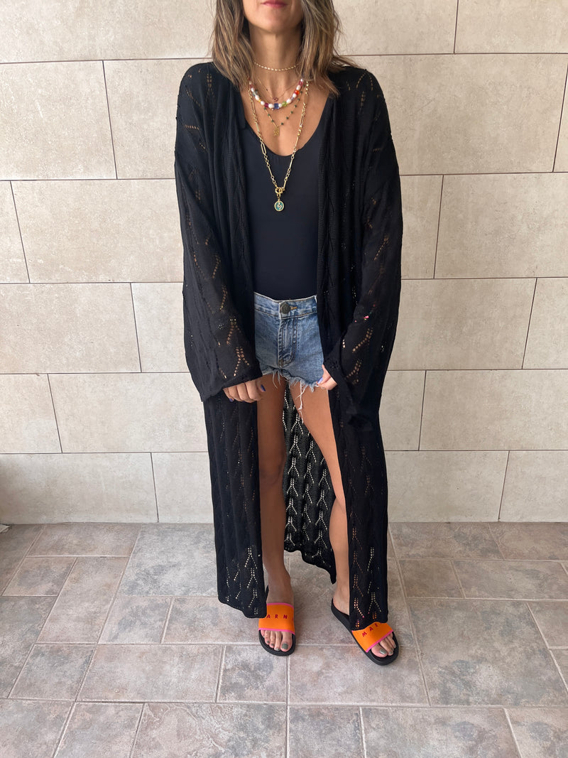 Black Wishbone Kimono