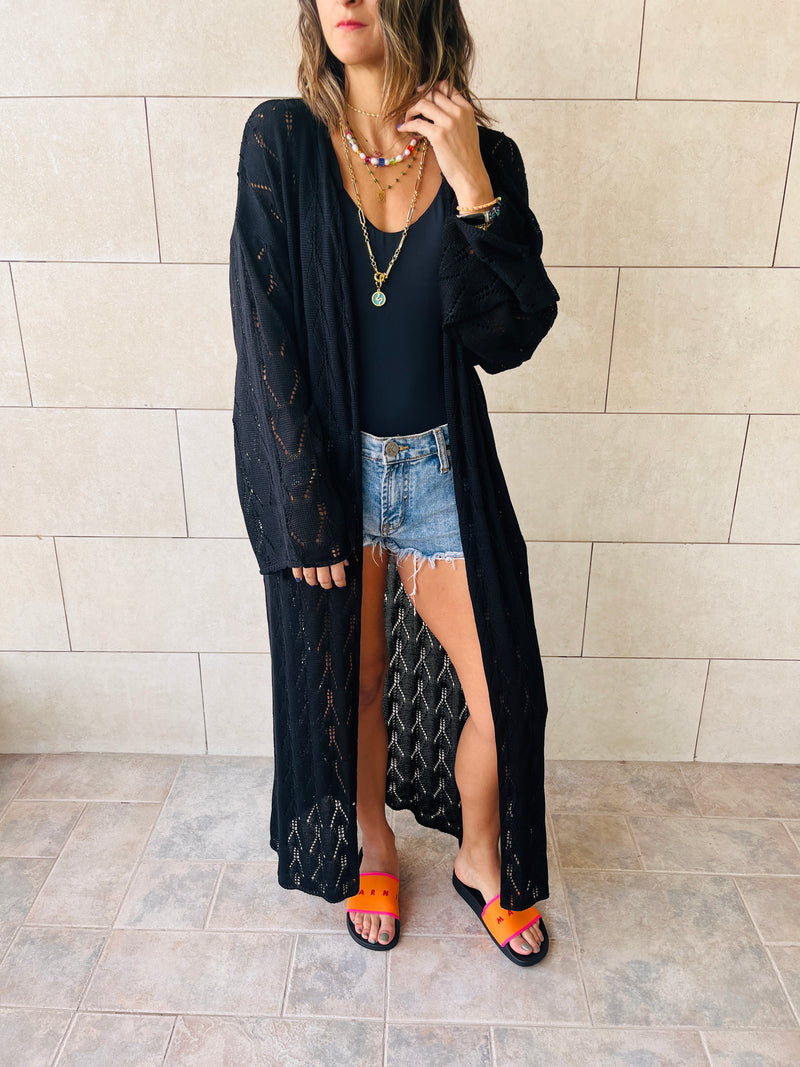Black Wishbone Kimono