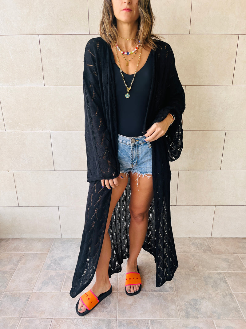 Black Wishbone Kimono