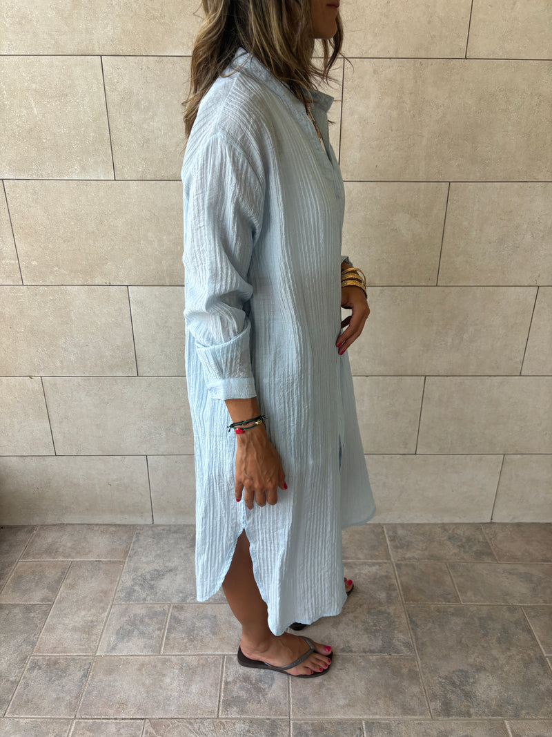 Baby Blue Cotton Cloud Shirt Dress