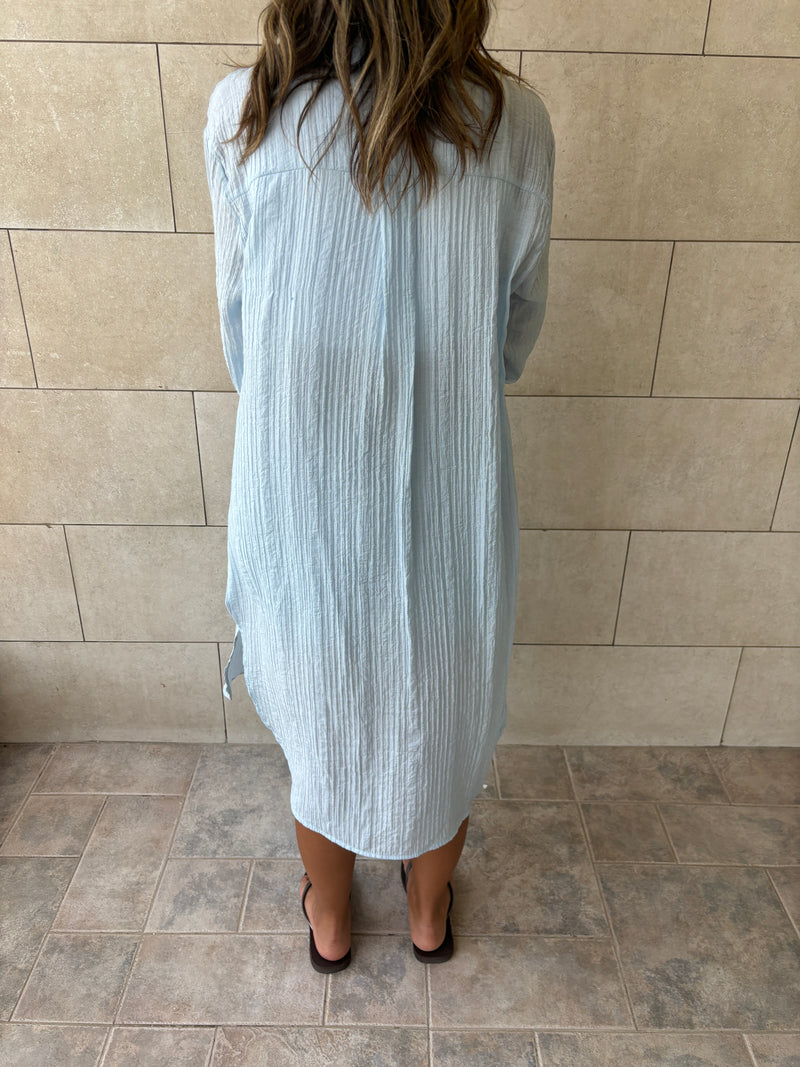Baby Blue Cotton Cloud Shirt Dress