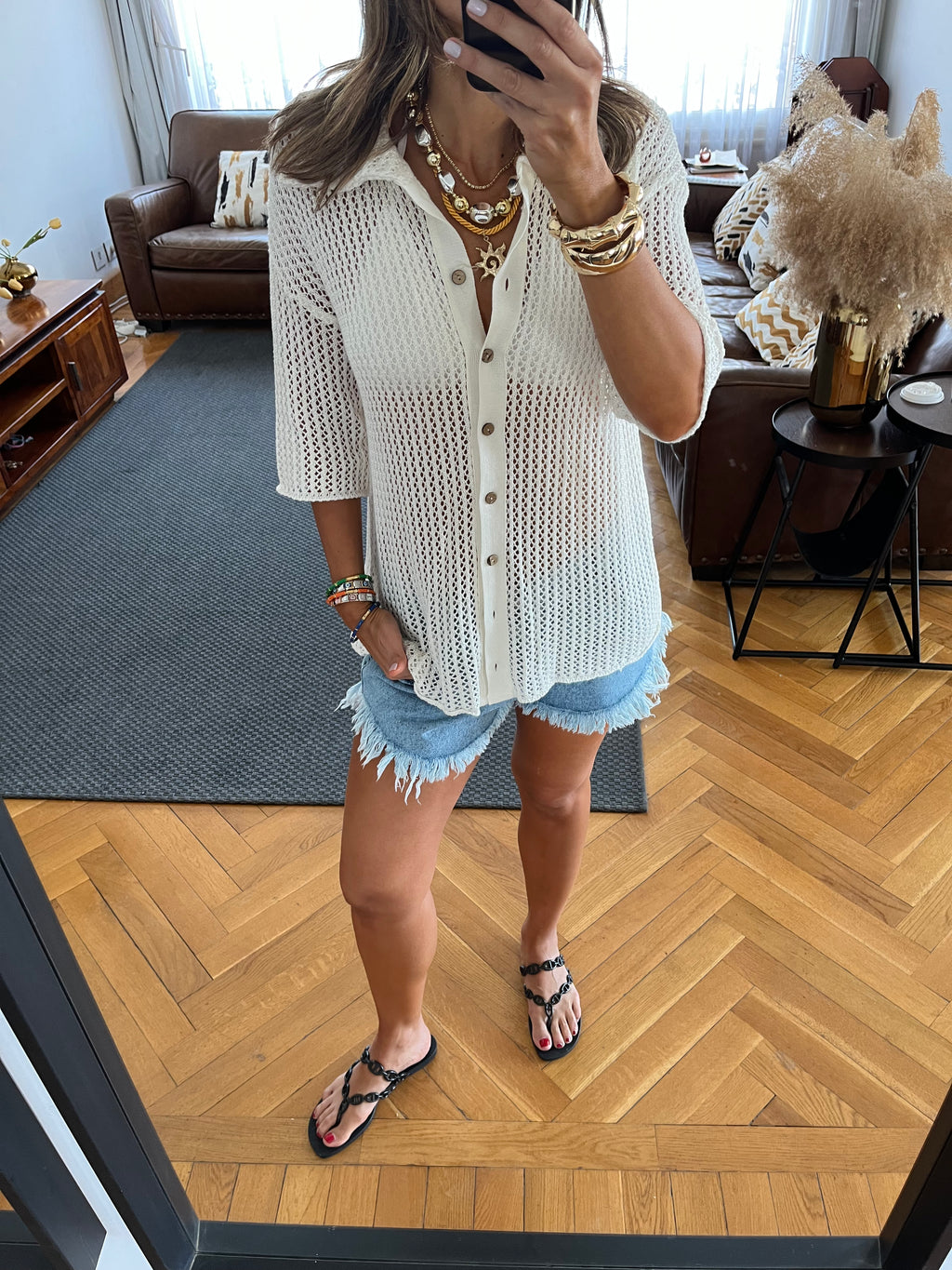 White Summer Moment Crochet Shirt