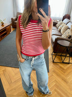 Red Striped Knit Vest