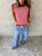 Red Striped Knit Vest
