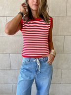 Red Striped Knit Vest