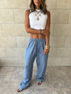 Blue Stripe Linen Rope Pants