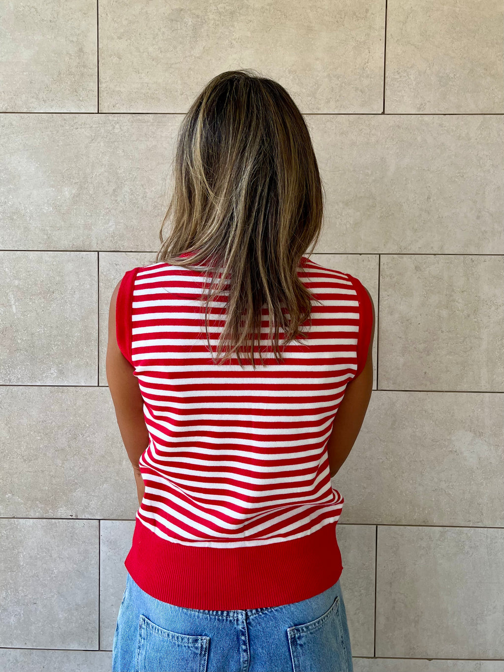 Red Striped Knit Vest