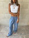 Blue Stripe Linen Rope Pants