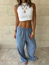 Blue Stripe Linen Rope Pants
