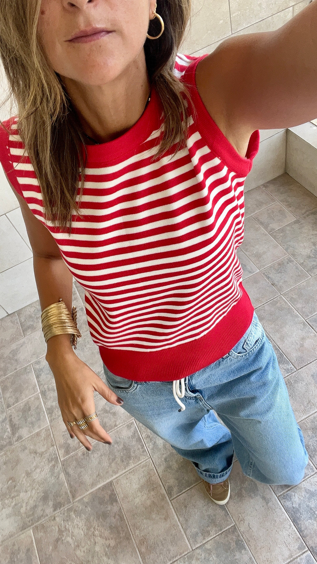 Red Striped Knit Vest