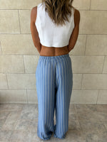 Blue Stripe Linen Rope Pants