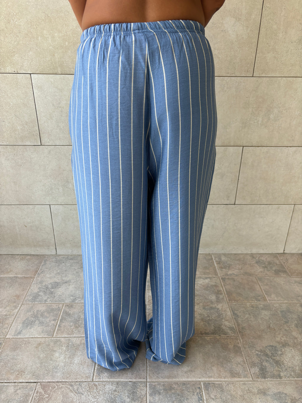 Blue Stripe Linen Rope Pants
