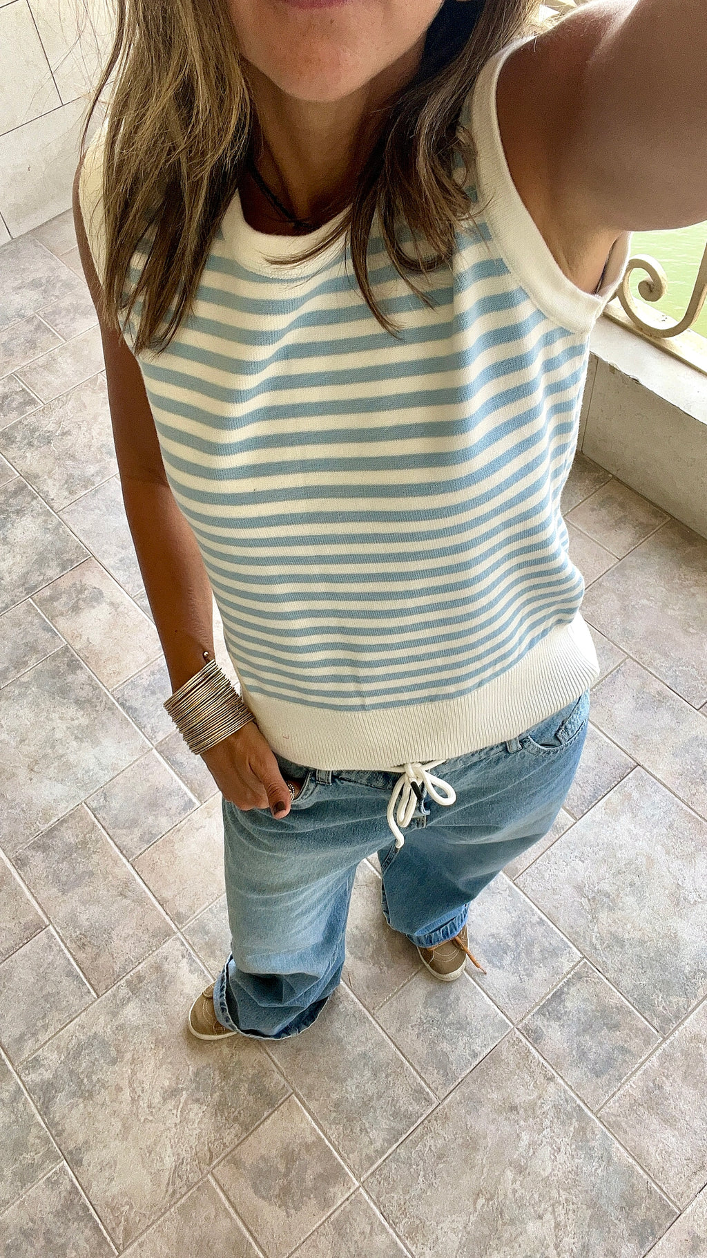Baby Blue Striped Knit Vest