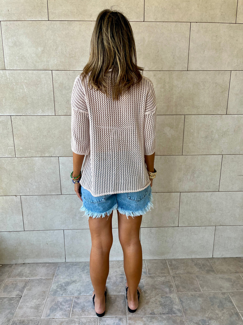 Beige Summer Moment Crochet Shirt