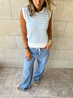 Baby Blue Striped Knit Vest
