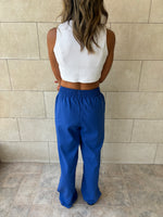 Blue Middle Line Linen Rope Pants