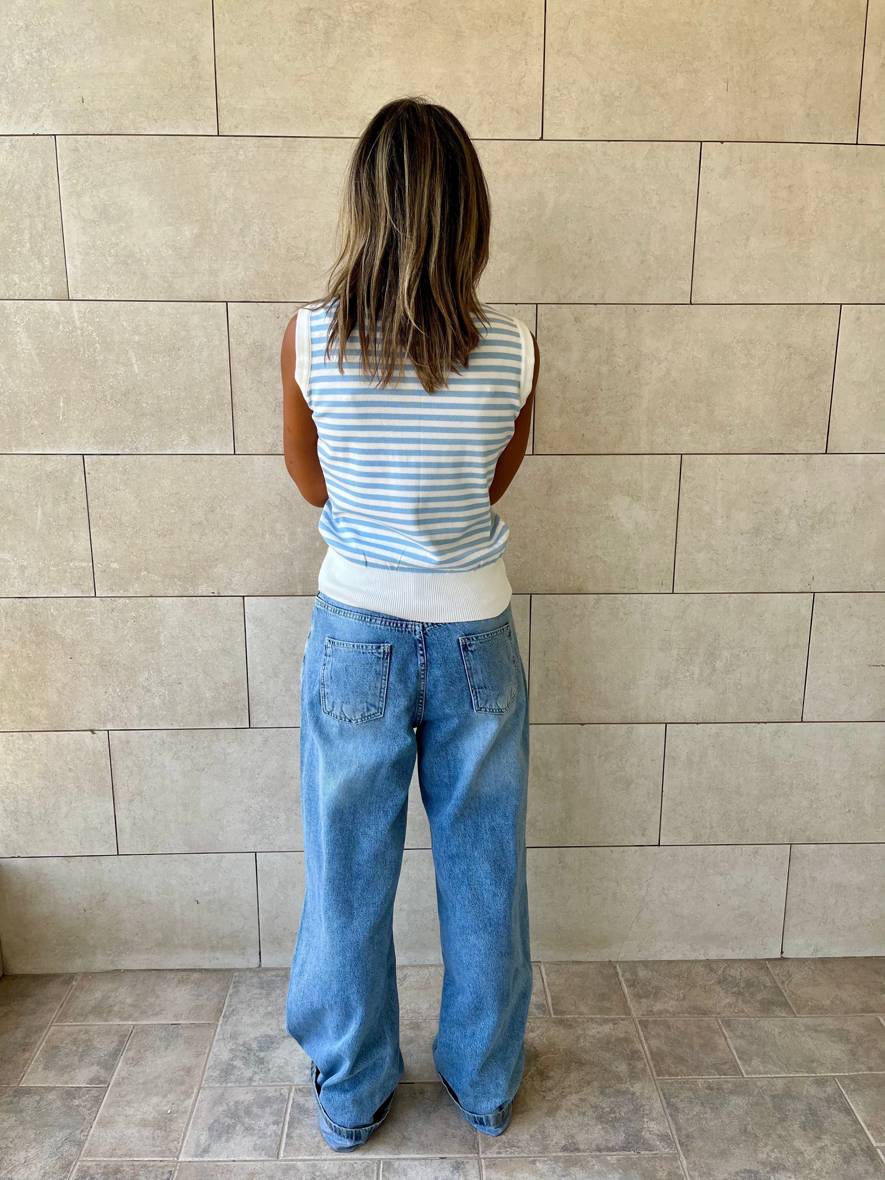 Baby Blue Striped Knit Vest