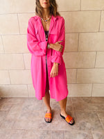 Fuchsia Sunny Days Washed Linen Shirt