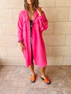 Fuchsia Sunny Days Washed Linen Shirt