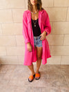 Fuchsia Sunny Days Washed Linen Shirt