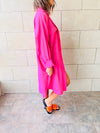 Fuchsia Sunny Days Washed Linen Shirt