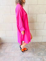 Fuchsia Sunny Days Washed Linen Shirt