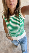 Green Striped Knit Vest