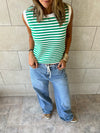 Green Striped Knit Vest
