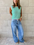 Green Striped Knit Vest