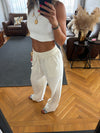 Ivory Middle Line Linen Rope Pants