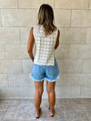 Beige Side Tie Crochet Vest