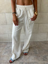 Ivory Middle Line Linen Rope Pants