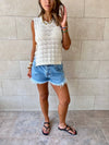 Beige Side Tie Crochet Vest